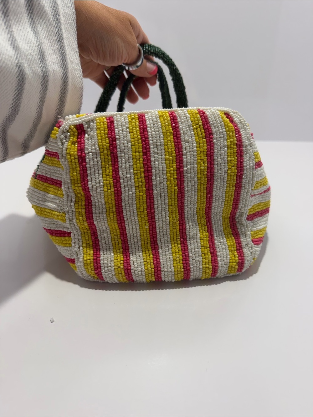 Handcrafted in India Striped Fruit Beaded Bag Satchel Viral TikTok NEW with Tags - Picture 5 of 6